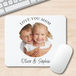 Mousepad Love You Mom Mother's Day Photo<br><div class="desc">This special mousepad says "Love you Mom" and is easily customizable with your name and photo.
It makes a lovely gift for Mom any time,  but especially on Mother's Day.</div>