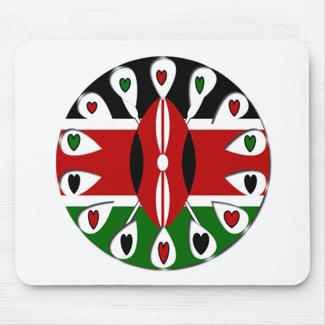 Mousepad Lovely Hearts Kenya: Flag Art Motif (Frente)
