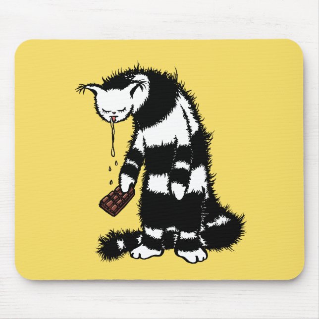 Mousepad Lover De Chocolate Engraçado - Gato De Gato De Gri (Frente)