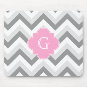 Mousepad Lt Duas Cinzas Brancas Quatrefoil Rosa Quatrefoil