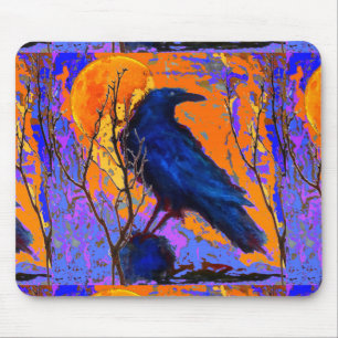 Mousepad Lua azul místico do corvo por Sharles