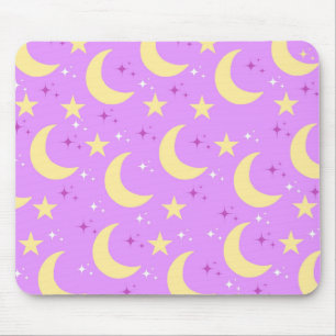 Mousepad Lua Celestial Estrelas Padrão Púrpura Fundo