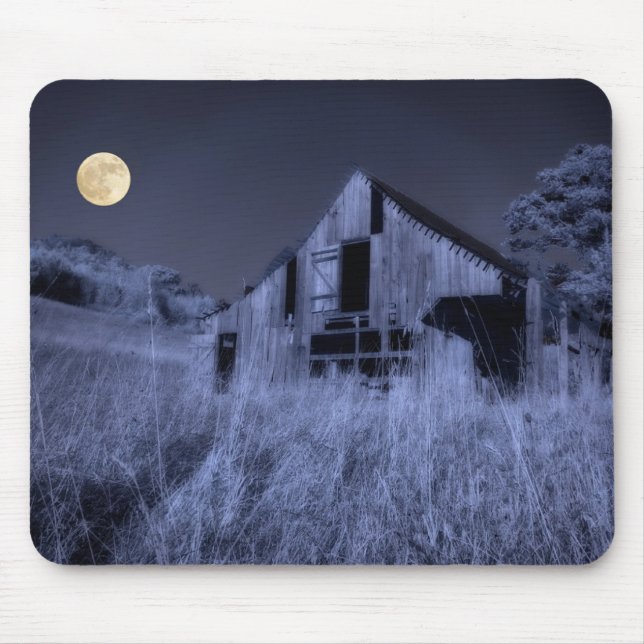 Mousepad Lua Cheia Acima | Velho Celeiro Desgastado Pelo Te (Frente)