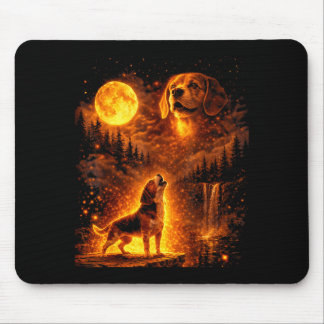 Mousepad Lua Cheia Vintage Cachorro Beagle Engraçado Uivand