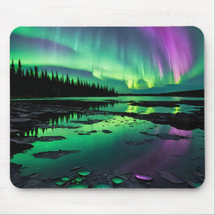 Mousepad Lua com o mouse verde e púrpura