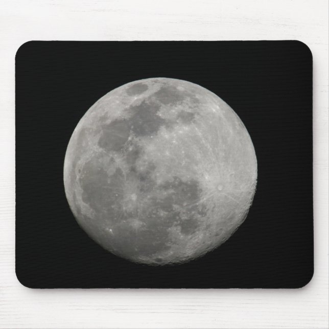 Mousepad Lua de Cheio em preto e branco. Crédito como: Arth (Frente)