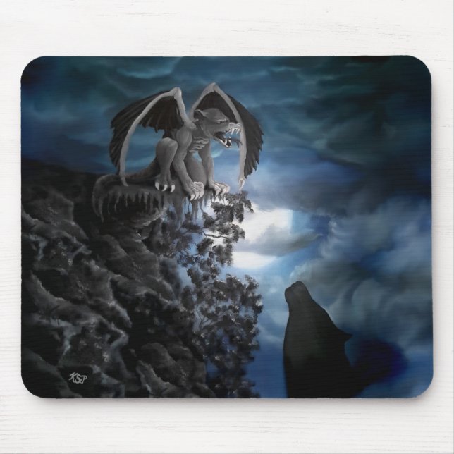 Mousepad Lua de lobo - Lobo com Golem (Frente)