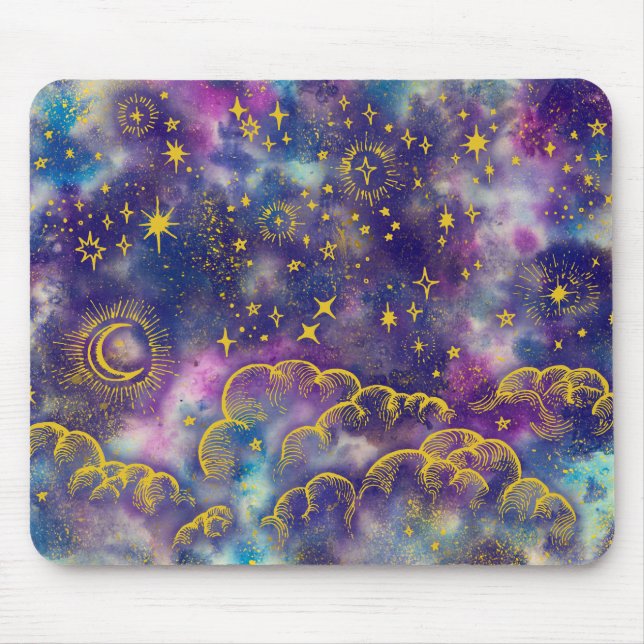 Mousepad "Lua e Estrelas" (cores Douradas) (Frente)