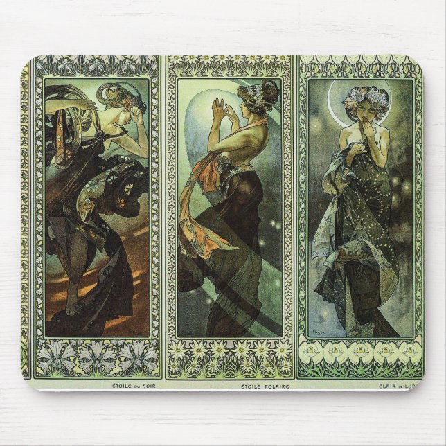 Mousepad Lua e Estrelas por Alphonse Mucha (Frente)