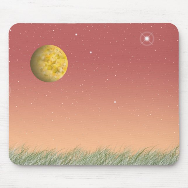 Mousepad Lua fantástica e um céu estrelado silencioso.  (Frente)