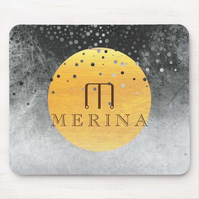 Mousepad Lua Glitter de Foil Dourada Negra Confetti (Frente)