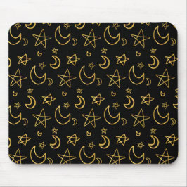 Mousepad Luas e estrelas Dourado padrão