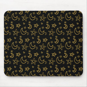 Mousepad Luas e estrelas Dourado padrão