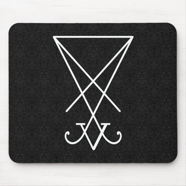 Mousepad Lúcifer Branco Alchemy Sigil - Arte Gótica (Frente)