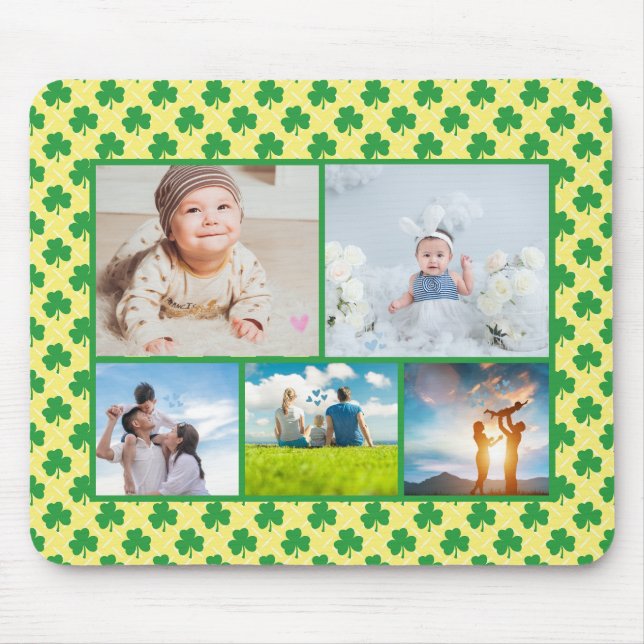 Mousepad Lucky Clover: 5 Fotografias Personalizáveis (Frente)