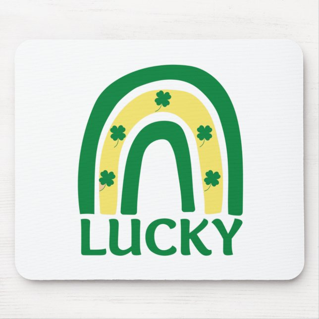 Mousepad Lucky Shamrock Rainbow St Patricks (Frente)