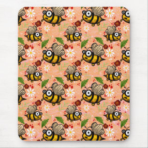 Mousepad Lustiges Bienchen - helles orange Geschenkpapier T