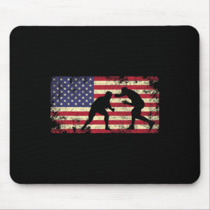 Mousepad Luta de lutador aflita Bandeira Americana 4º de