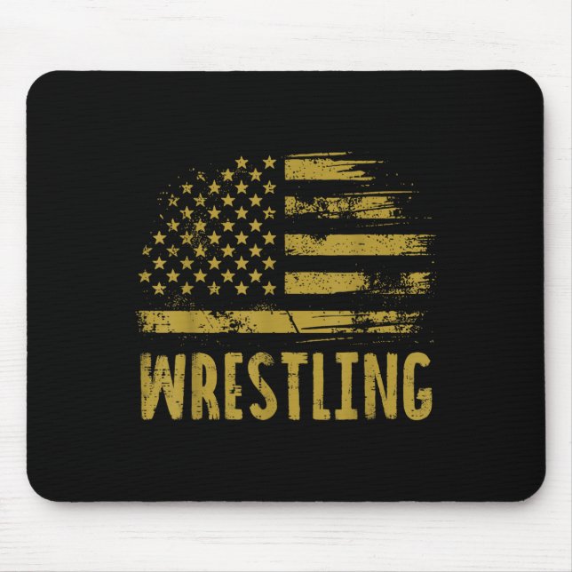 Mousepad Luta Dos Eua Flag Wrestler Patriotic Men Kid (Frente)