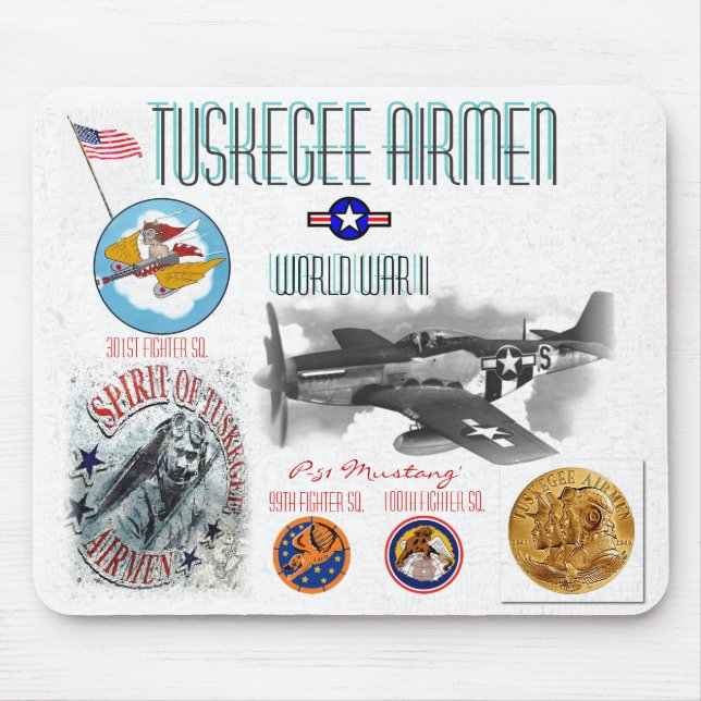 Mousepad Lutador dos AVIADORES -301st de TUSKEGEE quadrado. (Frente)