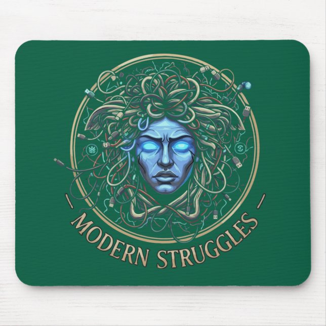 Mousepad Lutas da Medusa Tech Moderna - Grego Cyberpunk (Frente)