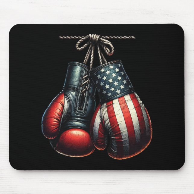 Mousepad Luvas de Boxe com Bandeira dos EUA para Treino de  (Frente)