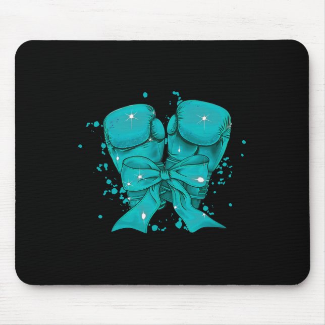 Mousepad Luvas de Boxe Fita Teal Awarenes Cervical Cancer (Frente)
