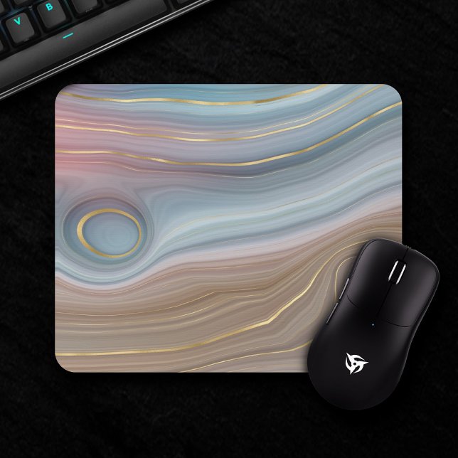 Mousepad Luxe Strata | Estofo Azul Tarado, Tarja Cor-de-ros (Criador carregado)