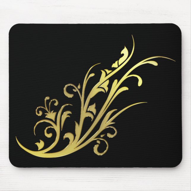 Mousepad Luxo Abstrato Flor de Ouro Falso (Frente)