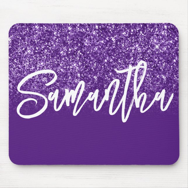Mousepad Luxo Glitter Ombre Roxo Real Personalizado (Frente)