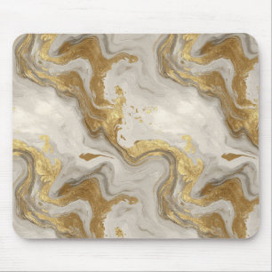 Mousepad Luxo Mármore Ouro Branco Harmonia Padrão Abstrato