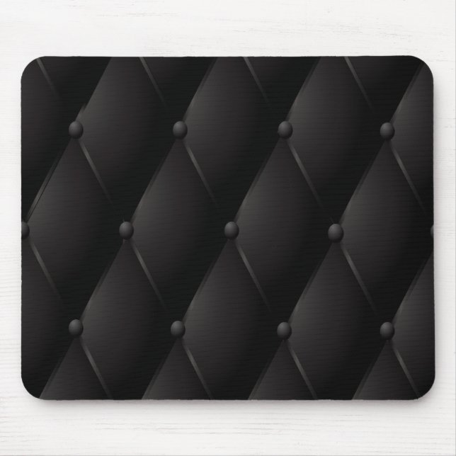 Mousepad Luxo preto couro abotoado (Frente)