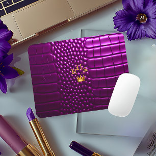 Mousepad Luxúria Vívida Púrpura Crocodilo Cruzado Monograma
