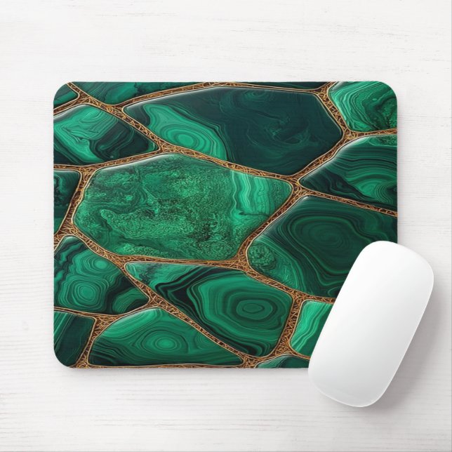 Mousepad Luxury Emerald Malachite Green Marble Abstract (Com mouse)