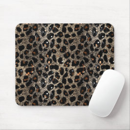 Mousepad Luxury Glitter Brown Black Gold Leopard Pattern