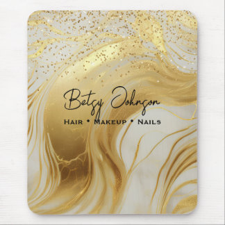 Mousepad Luxury Ivory Marble Gold Glitter