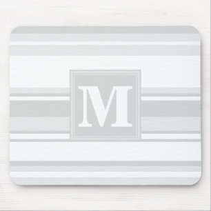 Mousepad Luz do monograma - listras cinzentas