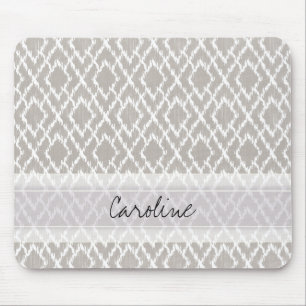 Mousepad Luz do monograma - teste padrão tribal cinzento d