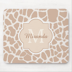 Mousepad Luz elegante - monograma e nome marrons do