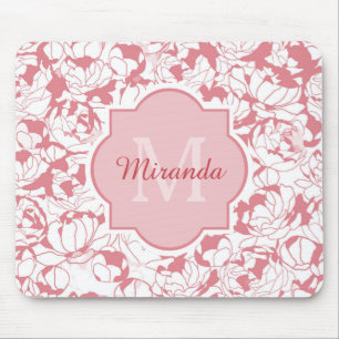 Mousepad Luz moderna - monograma feminino floral