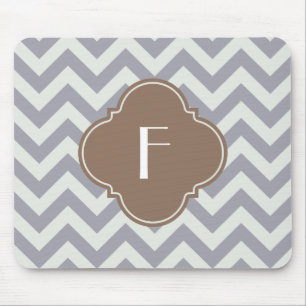 Mousepad Luz - monograma cinzento do costume de Chevron