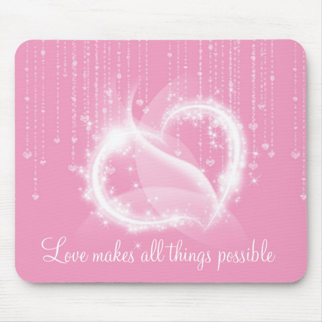 Mousepad Luz - tapete do rato branco Sparkly cor-de-rosa do (Frente)