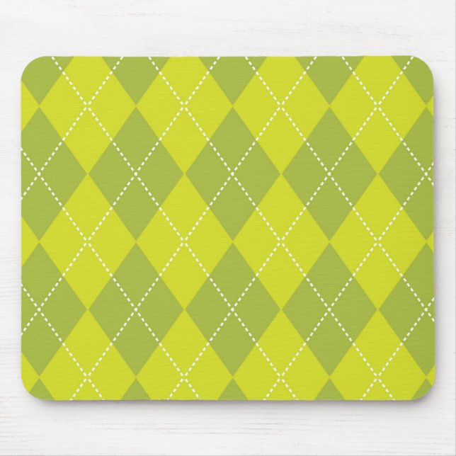 Mousepad Luz - teste padrão verde de Argyle (Frente)