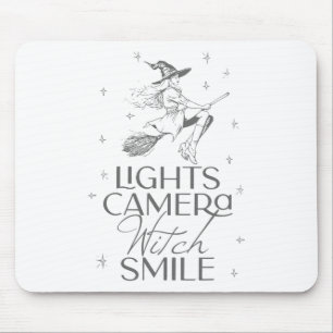 Mousepad Luzes da Câmera Bruxa Sorriem Halloween