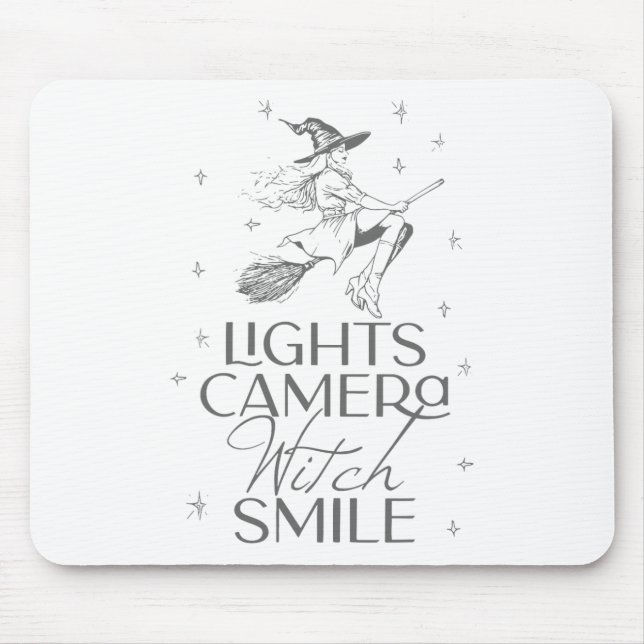 Mousepad Luzes da Câmera Bruxa Sorriem Halloween (Frente)