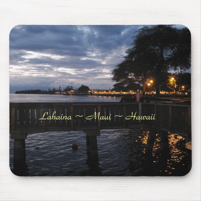 Mousepad Luzes da cidade de Lahaina ao pôr do sol (Frente)
