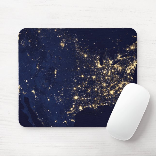 Mousepad Luzes Da Cidade Dos Estados Unidos À Noite. (Com mouse)