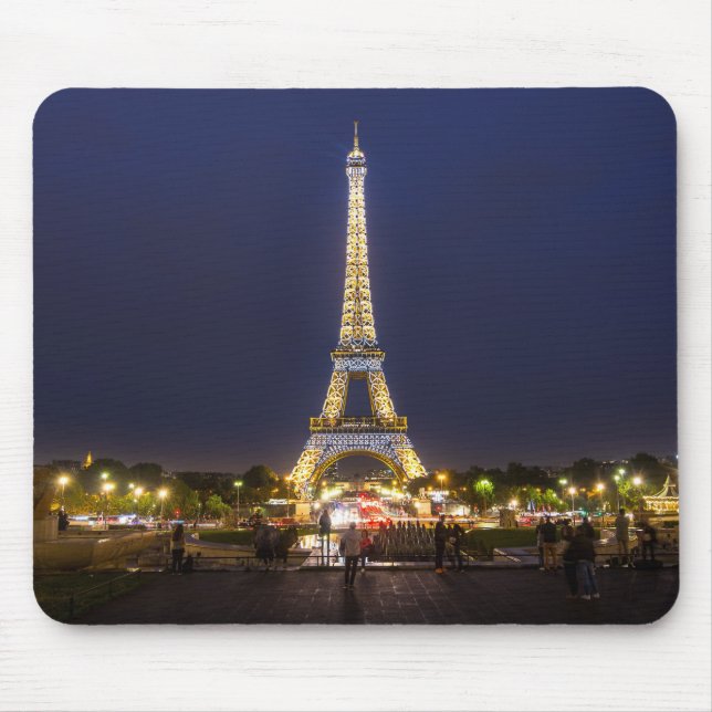 Mousepad Luzes da noite da torre Eiffel de Paris (Frente)