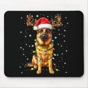 Mousepad Luzes de árvore de Natal de camisola de cão pastor