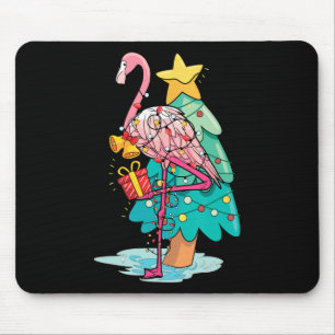 Mousepad Luzes de Árvore de Natal Flamingo Tropical Animal 